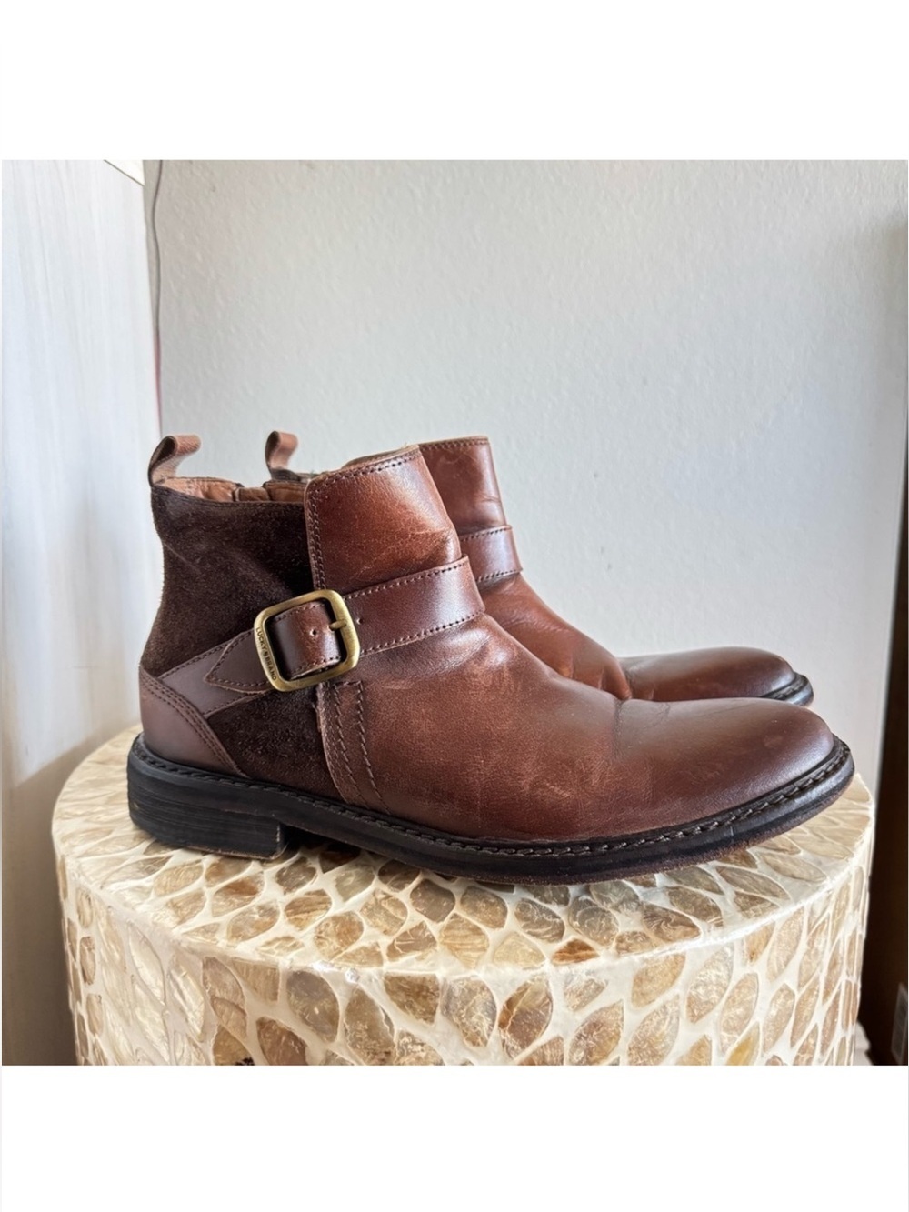 Lucky Brand Mens Hopper Leather Suede Ankle Boots size 8